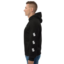 Charger l'image dans la galerie, Pull à capuche noir avec logo blanc unisexe