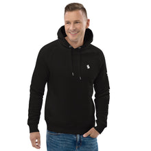 Load image into Gallery viewer, Black with white logo unisex hoodie
