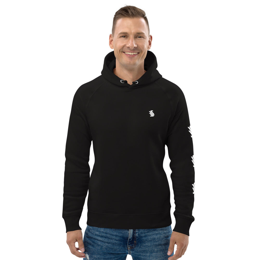 Black with white logo unisex hoodie